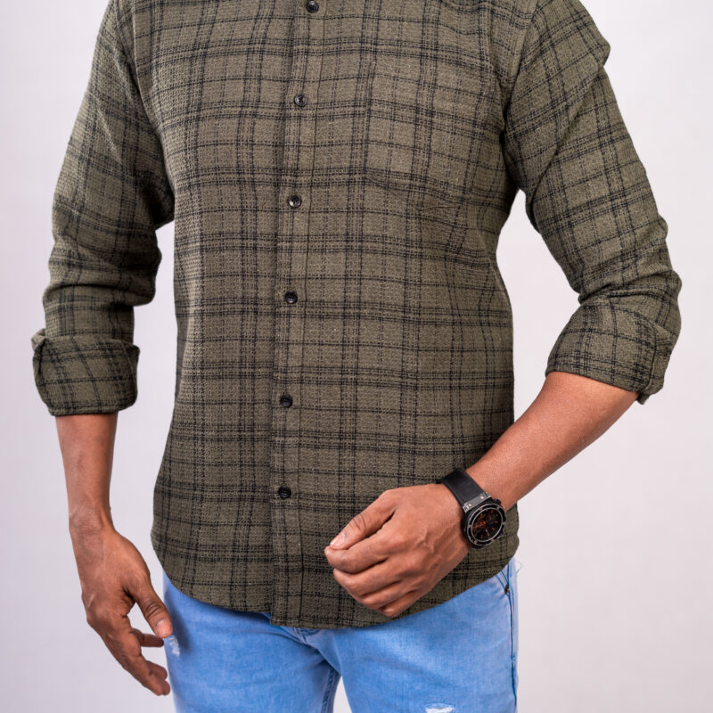 Green Checked Denim Shirt